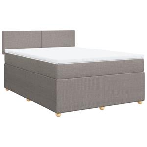 vidaXL Boxspring met matras stof taupe 140x190 cm