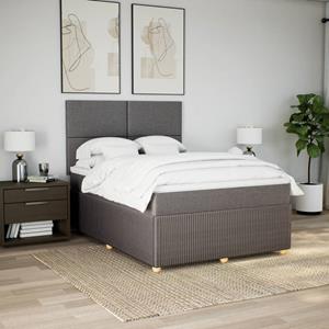 vidaXL Boxspring met matras stof taupe 140x190 cm