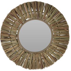 Wandspiegel Raffia - frame kleur naturel - Dia 30 cm - met brede lijst -