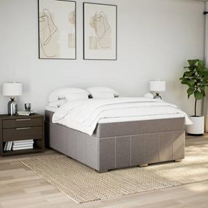 vidaXL Boxspring met matras stof taupe 140x190 cm