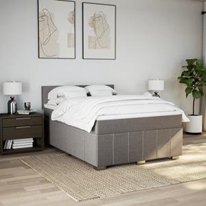 vidaXL Boxspring met matras stof taupe 140x190 cm