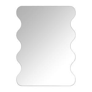 Xenos Spiegel organisch met golfrand - zilverkleurig - 50x37 cm