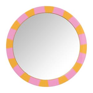 Xenos Spiegel blokjes rond - roze/oranje - ø30 cm