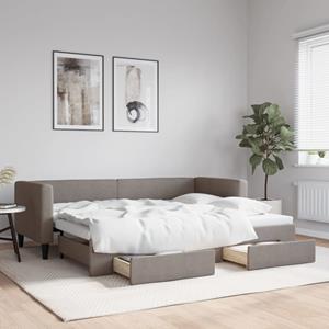 VidaXL Slaapbank met onderschuifbed en lades 80x200 cm stof taupe