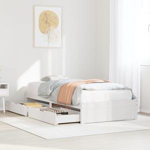 VidaXL Bedframe zonder matras massief grenenhout wit 140x200 cm