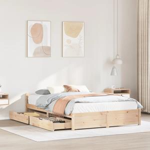 vidaxl Bedframe zonder matras massief grenenhout 135x190 cm
