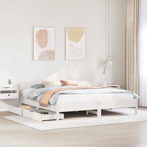 VidaXL Bedframe zonder matras massief grenenhout wit 200x200 cm