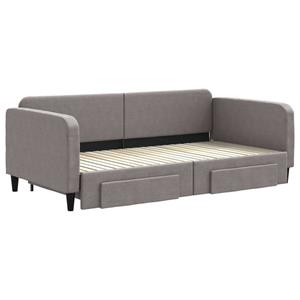 vidaXL Slaapbank met onderschuifbed en lades 100x200 cm stof taupe