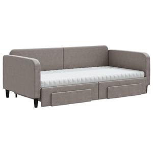 vidaXL Slaapbank met onderschuifbed en lades 100x200 cm stof taupe