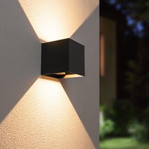 HOFTRONIC™ Kansas LED wandlamp XL - 20 Watt - 3000K Warm wit licht - Up & Down light - Kubus - IP65 voor binnen en buiten - zwart
