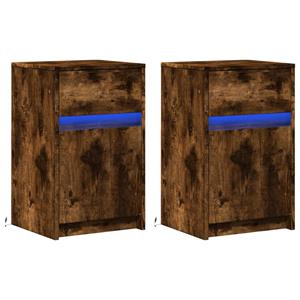 vidaXL Nachtkastjes met LED 2 st bewerkt hout gerookt eikenkleurig