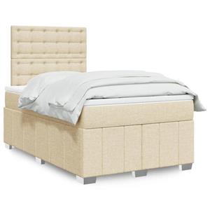 VidaXL Boxspring met matras stof crèmekleurig 120x190 cm
