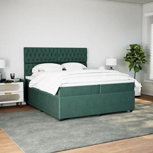 vidaXL Boxspring met matras fluweel donkergroen 200x200 cm