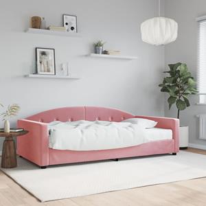 VidaXL Slaapbank met matras 100x200 cm fluweel roze