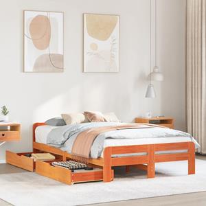 VidaXL Bedframe zonder matras massief grenenhout wasbruin 120x190 cm