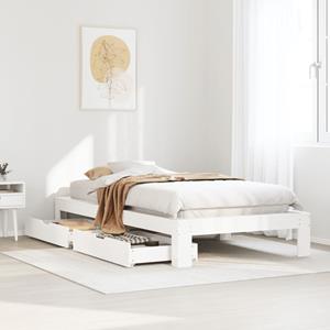 VidaXL Bedframe zonder matras massief grenenhout wit 140x200 cm