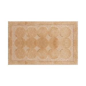 Muratap Badmat - Soft Fluffy - Beige - Cirkel Motief - 120x60 Cm - Hoogpolig - Anti Slip Toiletmat