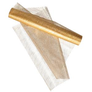 Home & Styling decoratie stof/tafelloper - goud - streep - 30 x 500 cm - polyester -