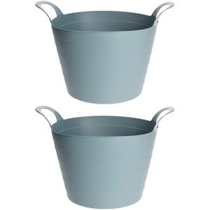 Excellent Houseware 2x Stuks Flexibele emmers/wasmanden - 30L - groen - kunststof -