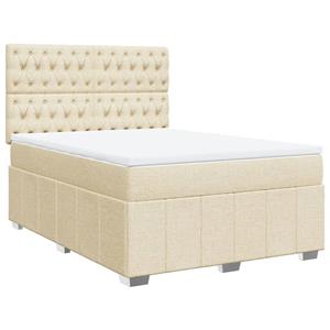 VidaXL Boxspring met matras stof crèmekleurig 160x200 cm