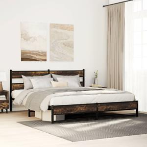 VidaXL Bedframe zonder matras metaal gerookt eikenkleurig 180x200 cm