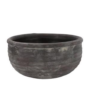 DK Design Bloempot/schaal laag - model Gamla - antraciet grijs - structuur streep - 31 x 31 x 14 cm -