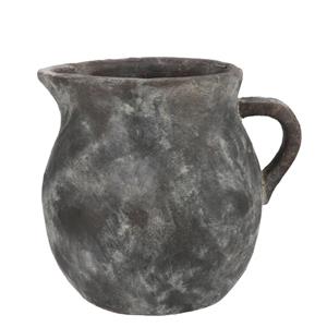 DK Design Bloemenvaas kruik model - Gamla - antraciet - 27 x 23 cm - rustieke vaas -