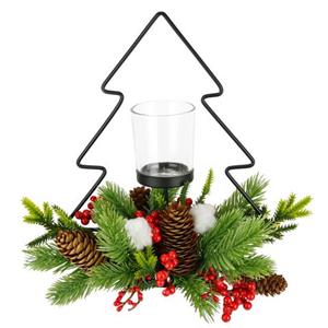I.GE.A. Waxinelichthouder Dekofigur Metall-Tannenbaum mit Glaseinsatz (1 stuk)