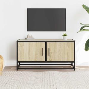 vidaXL Tv-meubel 80x34,5x40 cm bewerkt hout metaal sonoma eikenkleurig