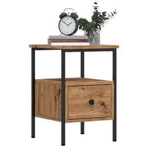 vidaXL Nachtkastje 34x36x50 cm bewerkt hout artisanaal eikenkleurig