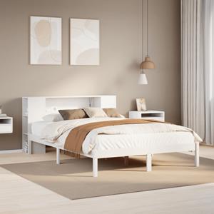 VidaXL Bed met boekenkast zonder matras grenenhout wit 140x190 cm
