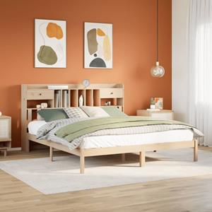VidaXL Bed met boekenkast zonder matras massief grenenhout 180x200 cm