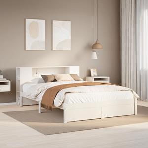VidaXL Bed met boekenkast zonder matras grenenhout wit 140x190 cm