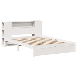 vidaXL Bed met boekenkast zonder matras grenenhout wit 120x200 cm