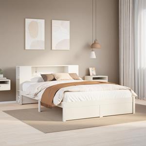 VidaXL Bed met boekenkast zonder matras grenenhout wit 140x200 cm
