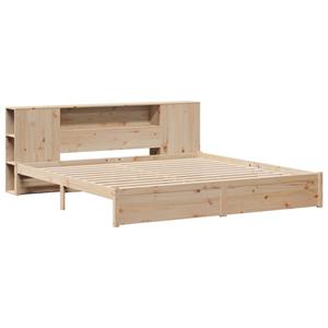 VidaXL Bed met boekenkast zonder matras massief grenenhout 200x200 cm