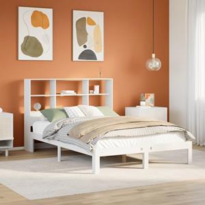 VidaXL Bed met boekenkast zonder matras grenenhout wit 140x200 cm