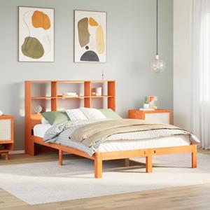 VidaXL Bed met boekenkast zonder matras grenenhout wasbruin 120x200 cm