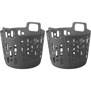 Merkloos Flexibele wasmand - 2x - grijs - 35 liter - kunststof - x x cm -