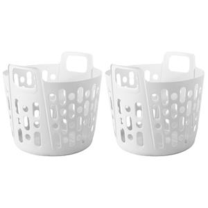 Merkloos Flexibele wasmand - 2x - wit - 35 liter - kunststof - x x cm -
