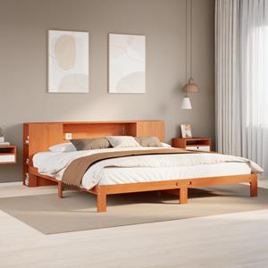 VidaXL Bed met boekenkast zonder matras grenenhout wasbruin 180x200 cm