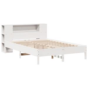 vidaXL Bed met boekenkast zonder matras grenenhout wit 120x200 cm