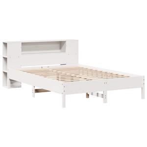 vidaXL Bed met boekenkast zonder matras grenenhout wit 120x190 cm