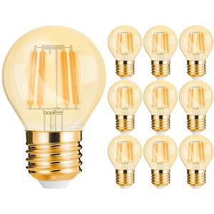 BES LED Voordeelpak 10x LED Lamp E27 Kogel Filament - Brinton - Amber 4W 360lm - 822 Zeer Warm Wit 2200K - G45 | Vervangt 32W