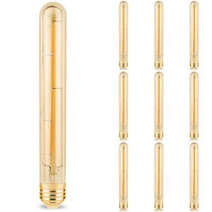 BES LED Voordeelpak 10x LED Lamp E27 Buis Filament - Brinton - Amber 6W 540lm - 822 Zeer Warm Wit 2200K - T30 - Dimbaar | Vervangt 45W