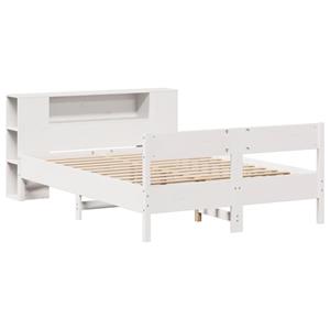 vidaXL Bed met boekenkast zonder matras grenenhout wit 120x200 cm