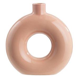 Leen Bakker Vaas Linea - roze - keramiek - 23x22x7 cm