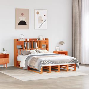 VidaXL Bed met boekenkast zonder matras grenenhout wasbruin 140x200 cm