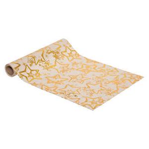 Atmosphera Kerst thema diner tafelloper - 2x stuks - goud/beige - gouden sterren - 28 x 300 cm -