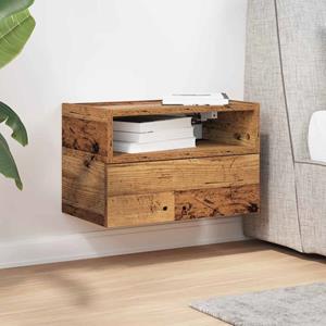 vidaXL Nachtkastje wandgemonteerd 45x26x28,5 cm oud houtkleurig